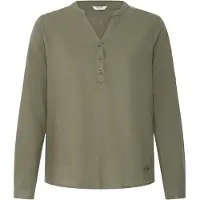 Oxmo Langarmbluse "Langarmbluse OXAnja", Damen, Gr. 42, braun (kalamata), Obermaterial: 55% Leinen LI. 45% Viskose CV., Blusen Langarmbluse