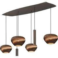 Masterlight Dänische ovale Pendellampe Cartone Kakao mit Think Paper Caps