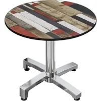GGM Möbel CPBC | HPL Bistro Tisch | Ø:H 70 x 78 cm | Vintage Bunt / Aluminium | Klappbar + Zusatzgewicht | Rund