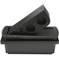 Sotech Einbausteckdose Ausschwenkbar Schwarz mit 2x USB und 2x Schuko