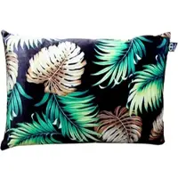 Casa Padrino Luxus Kissen San Francisco Palm Leaves Schwarz / Mehrfarbig 35 x 55 cm - Feinster Samtstoff - Wohnzimmer Deko Accessoires