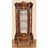 Casa Padrino Barock Vitrine Braun / Gold - Prunkvoller Barock Vitrinenschrank mit Glastür und Schublade - Handgefertigte Barock Wohnzimmer Möbel