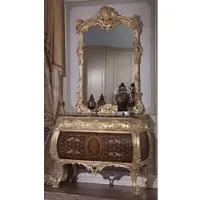 Casa Padrino Luxus Barock Kommode mit Spiegel Braun / Schwarz / Gold - Barock Spiegelkommode - Prunkvolle Barock Möbel - Hotel Möbel - Schloss Möbel - Luxus Qualität - Made in Italy