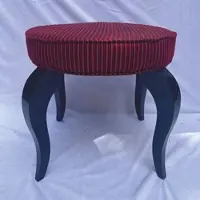 Casa Padrino Barock Hocker Rot / Schwarz H. 49 cm - Barockstil Möbel