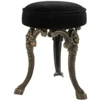 Casa Padrino Luxus Sitz Hocker im Barockstil Bronze Finish und schwarzer Samt-Optik 32 x H. 47 cm