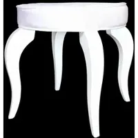 Casa Padrino Barock Sitzhocker Weiß / Weiß - Designer Rundhocker - Luxus Qualität