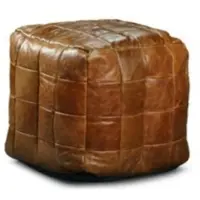 Casa Padrino Luxus Leder Hocker Braun 45 x 45 x H. 45 cm - Echtleder Hocker in Würfelform - Fußhocker - Wohnzimmer Möbel