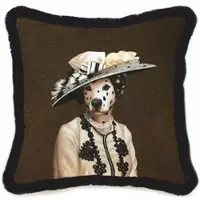 Casa Padrino Luxus Deko Samt Kissen Dalmatiner Lady Braun / Schwarz 45 x 45 cm