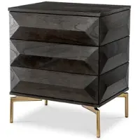 Casa Padrino Luxus Nachttisch Mokka / Messing 64 x 48 x H. 72 cm - Massivholz Beistelltisch mit 3 Schubladen - Schlafzimmer Möbel - Luxus Möbel - Luxus Einrichtung - Möbel Luxus