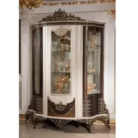 Casa Padrino Luxus Barock Vitrine mit Tür Creme / Dunkelbraun / Gold