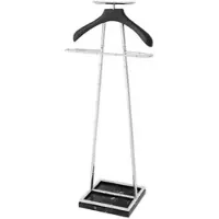 Casa Padrino Luxus Dressboy Silber / Schwarz 50,5 x 31 x H. 117 cm - Kleiderständer Garderobenständer Anzugständer Stummer Diener Herrendiener - Luxus Accessoires