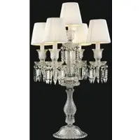 Casa Padrino Luxus Barock Kristallglas Tischleuchte Silber / Weiß Ø 46 x H. 56 cm - Hotel & Restaurant Deko Accessoires - Edel & Prunkvoll