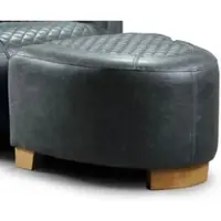 Casa Padrino Luxus Leder Fußhocker Vintage Blau / Hellbraun 60 x 59 x H. 35 cm - Echtleder Hocker - Wohnzimmer Möbel - Echtleder Möbel