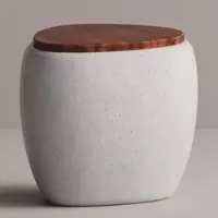 Casa Padrino Luxus Hocker Weiß / Dunkelbraun 55 x 48 x H. 47 cm - Beton Möbel