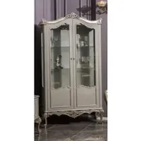 Casa Padrino Luxus Barock Vitrine Grau / Silber 108 x 47 x H. 202 cm - Massivholz Vitrinenschrank im Barockstil - Edel & Prunkvoll