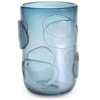 Casa Padrino Luxus Deko Glas Vase Blau Ø 23 x H. 34 cm - Elegante mundgeblasene Blumenvase - Luxus Kollektion