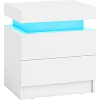 Costway Nachttisch LED mit 2 Schubladen 45 x 35 x 52cm Weiß