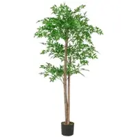 Costway Künstlicher Bambusbaum 150cm, Kunstpflanze mit Topf, künstliche Stämme & Blätter, grüne Dekozimmerpflanze für Innen