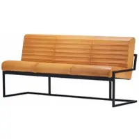Casa Padrino Luxus Echtleder Sitzbank Hellbraun / Schwarz 160 cm - Echtleder Möbel