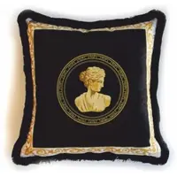 Casa Padrino Luxus Deko Kissen Barock Frauenbüste Schwarz / Weiß 45 x 45 cm