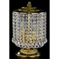 Casa Padrino Luxus Barock Kristall Tischleuchte Gold Ø 20 x H. 34 cm - Prunkvolle Hockerleuchte mit Böhmischem Kristallglas - Barock Kristall Leuchten