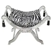 Casa Padrino Barock Sitzhocker - Kreuzhocker Zebra / Silber - Möbel