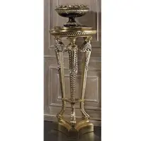 Casa Padrino Luxus Barock Säule Gold / Silber / Schwarz - Prunkvolle handgeschnitzte Deko Säule mit Marmorplatte - Hotel Möbel - Schloss Möbel - Luxus Qualität - Made in Italy