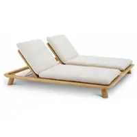 Casa Padrino Luxus Teakholz Doppel Gartenliege Naturfarben / Sandfarben - Luxus Poolliege