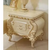 Casa Padrino Luxus Barock Nachtkommode mit 2 Schubladen Creme / Gold - Schlafzimmer Möbel