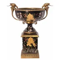 Casa Padrino Barock Porzellan Vase mit 2 Griffen, Grün / Gold, Höhe 54 cm - Luxuriöse Dekovase für gehobene Wohnräume