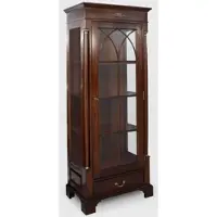 Casa Padrino Luxus Vitrine Dunkelbraun 70 x 45 x H. 192 cm - Mahagoni Vitrinenschrank mit Glastür und Schublade - Luxus Mahagoni Wohnzimmer Möbel