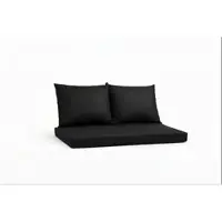 Setgarden Triple Outdoor Palettenkissen Set 120x50x10cm Sitzkissen + Rückenkissen 2x60x50cm 1tlg Schwarz