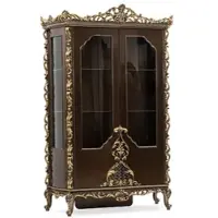 Casa Padrino Luxus Barock Vitrine Braun / Gold - Prunkvoller Massivholz Vitrinenschrank mit 2 Türen - Luxus Möbel im Barockstil - Barock Möbel - Edel & Prunkvoll
