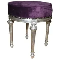 Casa Padrino Barock Sitzhocker / Rundhocker Lila / Silber
