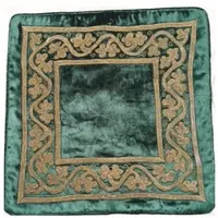 Casa Padrino Luxus Barock Seidensamt Deko Kissen Grün / Braun 45 x 45 cm