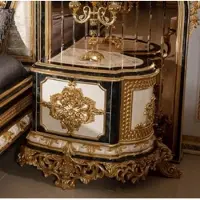 Casa Padrino Luxus Barock Nachtkommoden Set Weiß / Blau / Gold - Prunkvolle Massivholz Nachttische - Barock Schlafzimmer Möbel - Edel & Prunkvoll