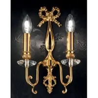 Casa Padrino Luxus Barock Kristall Doppel Wandleuchte Gold 23 x 12 x H. 36 cm - Prunkvolle Wandlampe im Barockstil - Barock Leuchten - Edel & Prunkvoll - Luxus Qualität - Italy