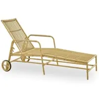 Casa Padrino Luxus Gartenliege Naturfarben 200 x 73 x H. 97 cm - Moderne Wetterbeständige Liege mit verstellbarer Rückenlehne und Armlehnen - Poolliege - Garten Hotel Pool Möbel - Luxus Qualität