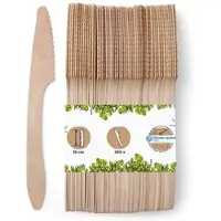 Biozoyg 200 Stück Einwegmesser 18cm robustes Holzbesteck Umweltfreundliche Holzmesser Partybesteck aus nachhaltigem Holz extra stabile Qualität