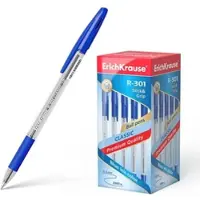 Erich Krause Kugelschreiber 0,5mm 50er Pack Blau - mit Gummigriff - Kulis Kulischreiber Stifte Schreibstifte für Schule & Bürobedarf - R-301 Classic