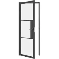 Inova Loft Glastür 930 x 2315 mm, DIN Links, Klarglas, Stahlrahmen schwarz, Komplettset inkl. Zarge und Türklinke