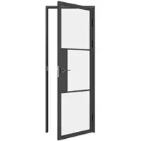 Inova Loft Glastür 83 x 211,5 cm, DIN Rechts, Klarglas, Stahlrahmen schwarz, Komplettset inkl. Zarge und Türklinke