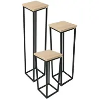 Holz4home Blumenständer Dekoständer Sonoma Eiche 3 Teiliges SET