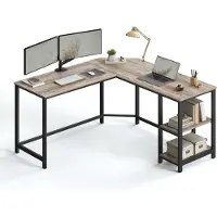 Vasagle Schreibtisch L-förm Computertisch Eckschreibtisch mit 2 Ablagen LWD72MB