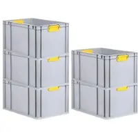 Proregal Spar Set 5x Eurobox Nextgen Color HxBxT 32 x 40 x 60 cm 65 Liter Griffe Gelb Geschlossen Verstärkter Boden Eurobehälter Transportbox