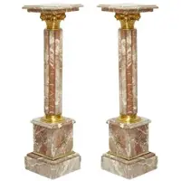 Casa Padrino Barock Marmor Säulen Set Mehrfarbig / Gold - Prunkvolle Deko Säulen im Barockstil - Barock Deko Accessoires - Edel & Prunkvoll