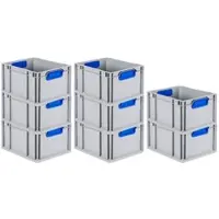 Proregal 8x Eurobox NextGen Color | HxBxT 22x30x40cm | 20 Liter | Griffe blau geschlossen | Glatter Boden | Eurobehälter