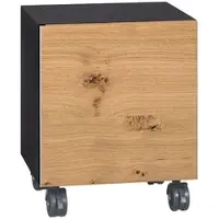 Evenes Rollcontainer ELA, Korpus schwarz seidenmatt, Front Eiche Furnier hell, 400 x 400 x 350 mm