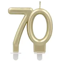 Papstar Jubiläumskerzen mit Halter 7 cm gold "70" 12 Stück