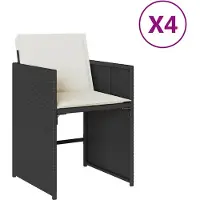 vidaXL Gartenstühle mit Kissen 4 Stk. Schwarz Poly Rattan